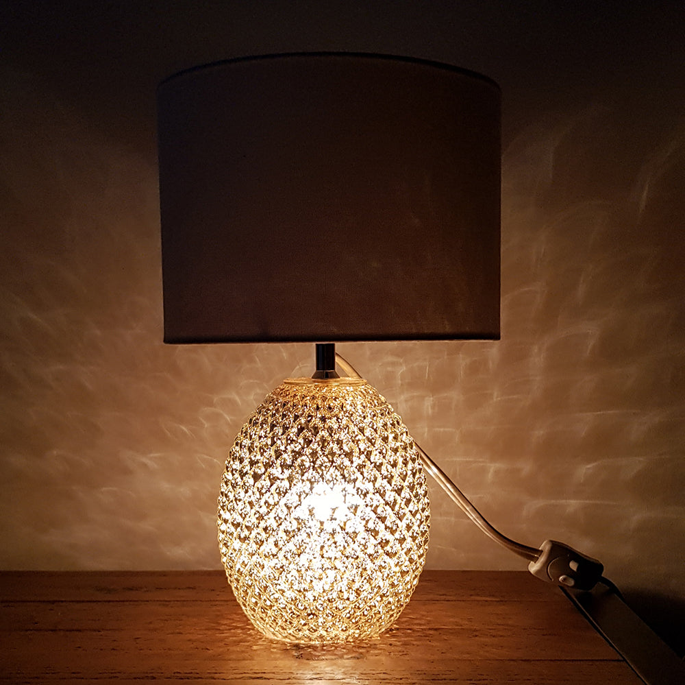 Chantelle Diamond Cut Glass Table Lamp, Silver Finish
