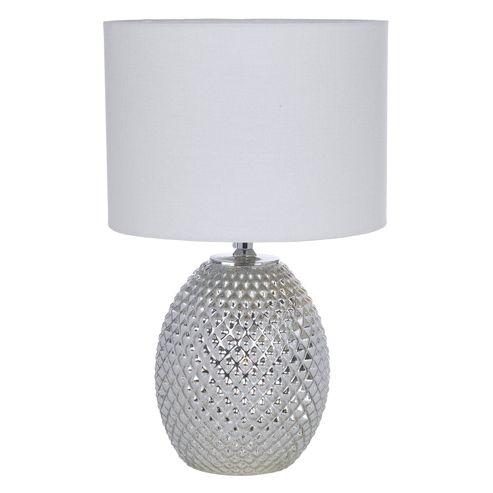 Chantelle Diamond Cut Glass Table Lamp, Silver Finish
