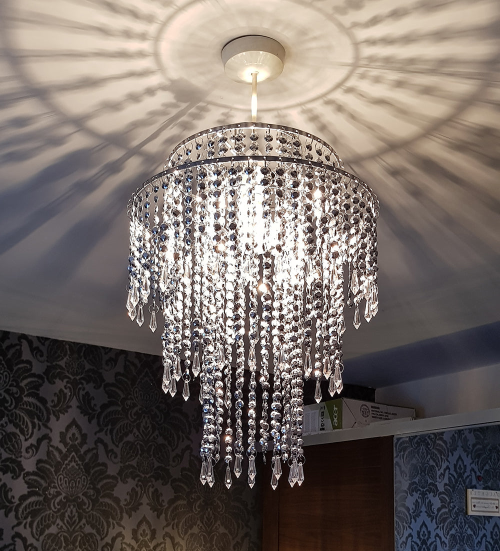 Glamour Crystal Beads Non Electrical Tiered Chandelier with Easy Fit
