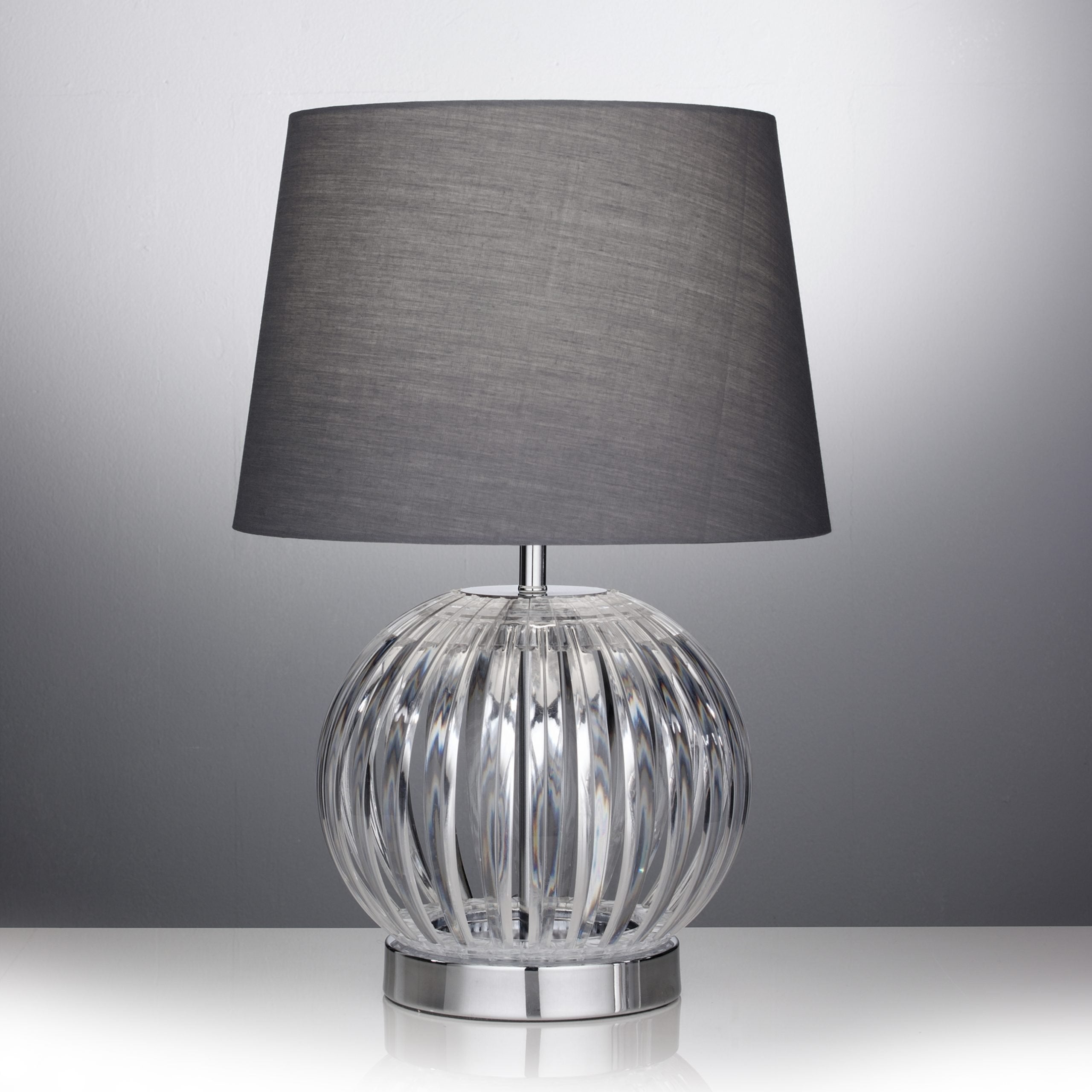 Acrylic Stipe Globe Table Lamp with Grey Shade
