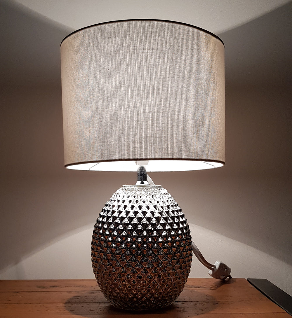 Chantelle Diamond Cut Glass Table Lamp, Silver Finish