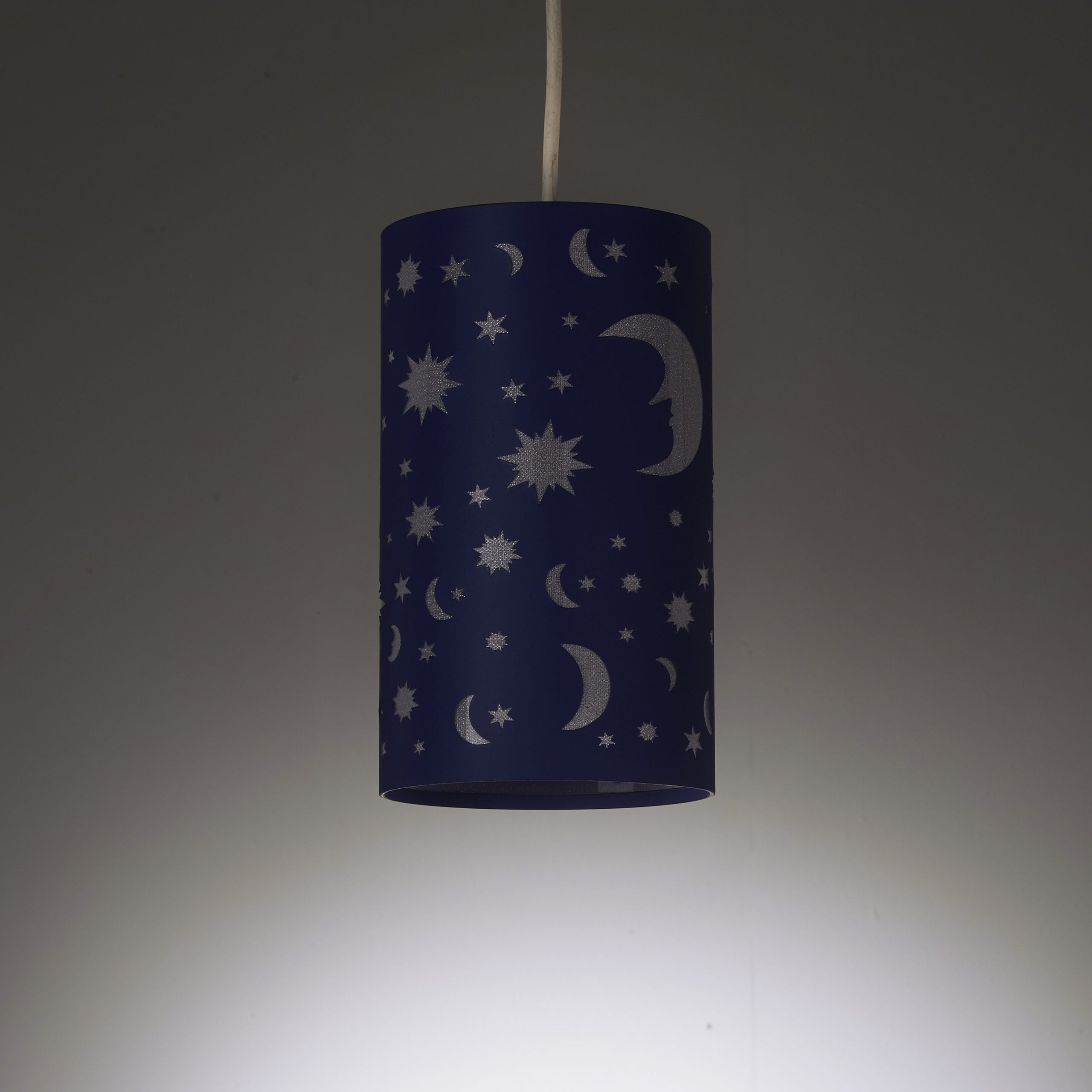 Moonlight Kids Navy Light Shade with Moon and Stars Cut Outs