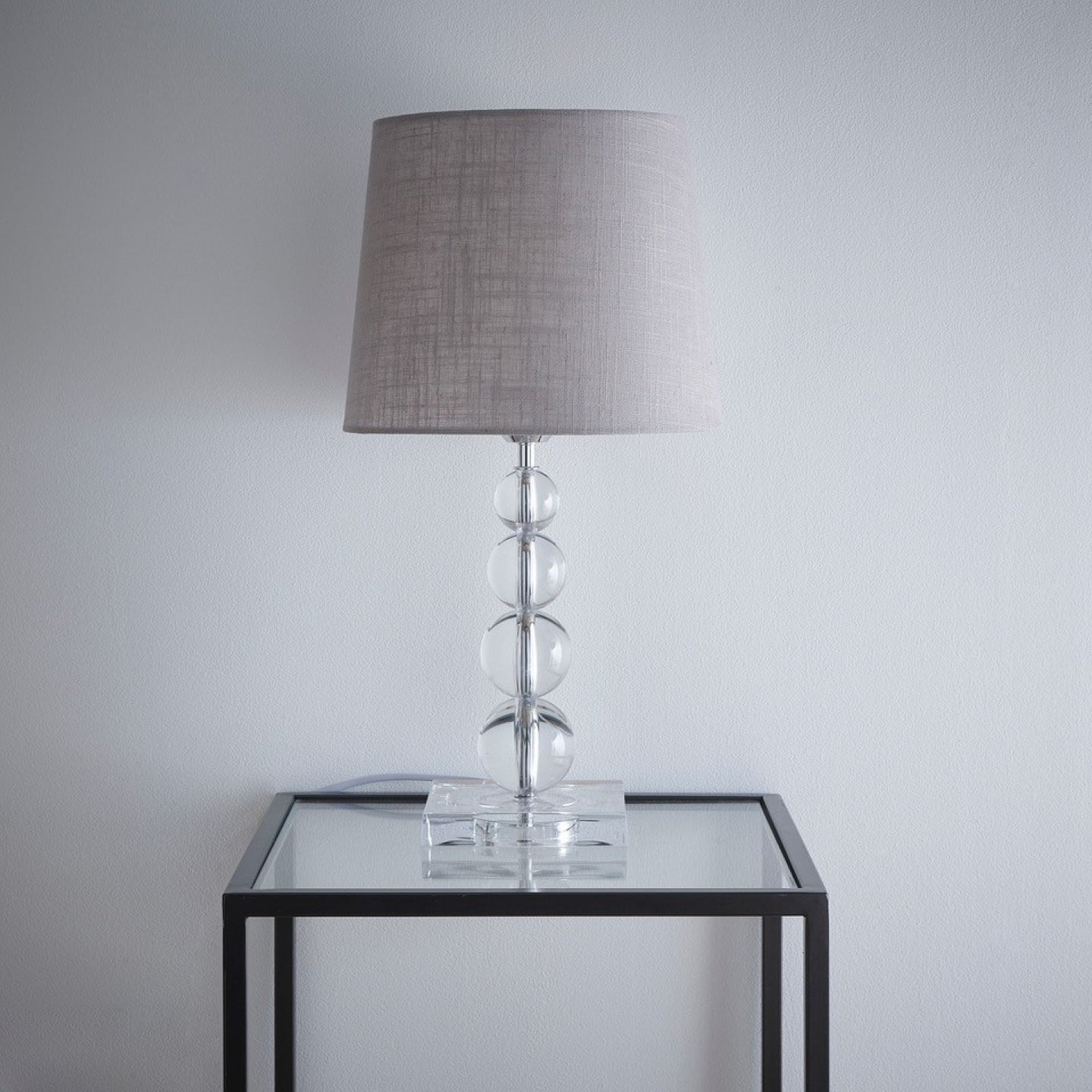 Transparent Acrylic Baubles Table Lamp with Linen Shade