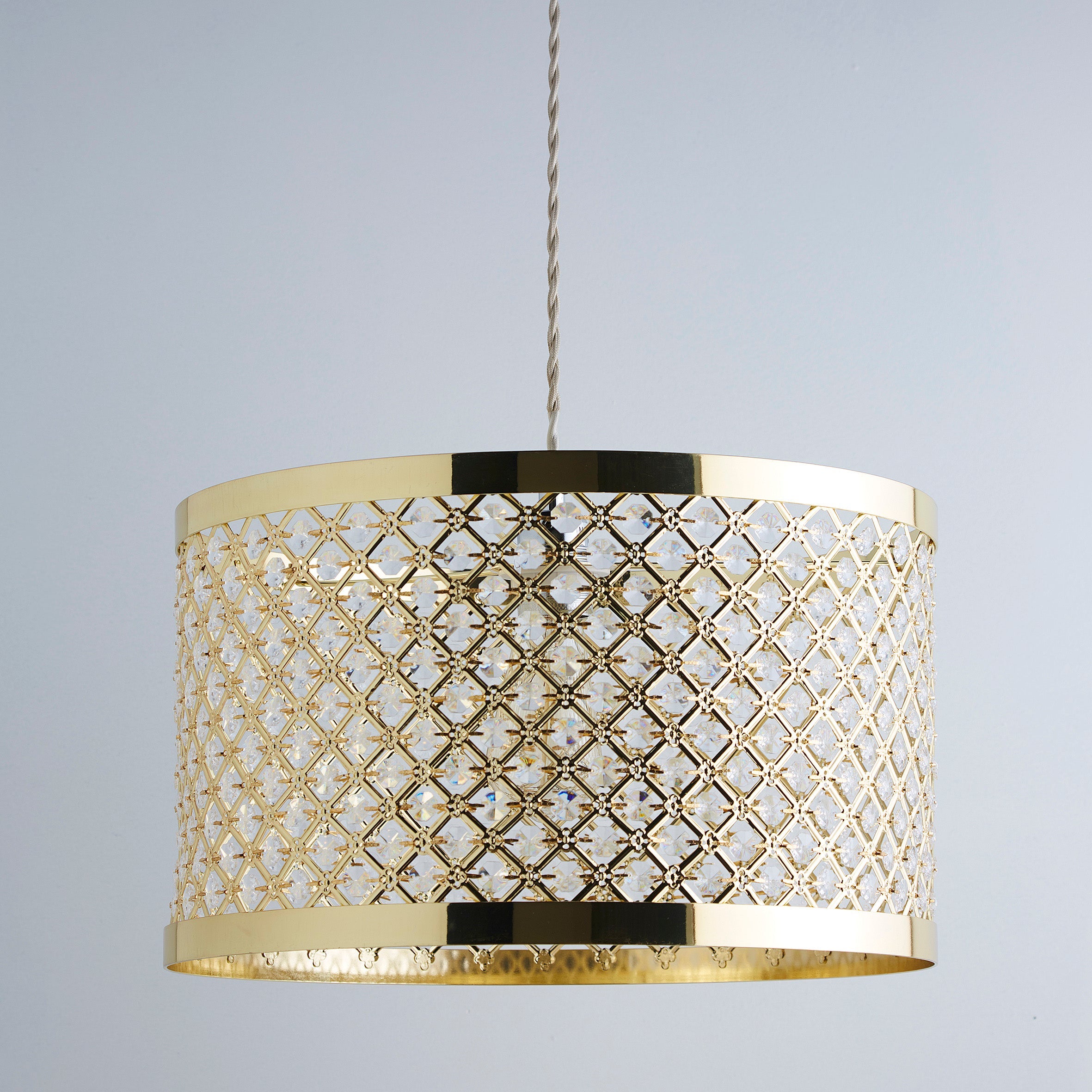 Large Beaded Easy Fit Ceiling Pendant in a Metallic frame 39cm Pendant