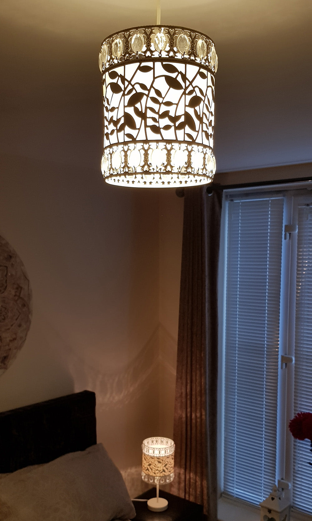 Kliving Roxanne Cream Metal Cut Out Drum Light Shade