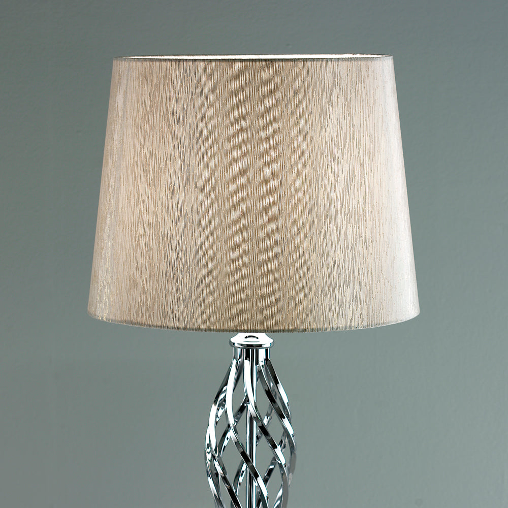 Compton Elegant Chrome Floor Lamp with Ivory Lamp Shade