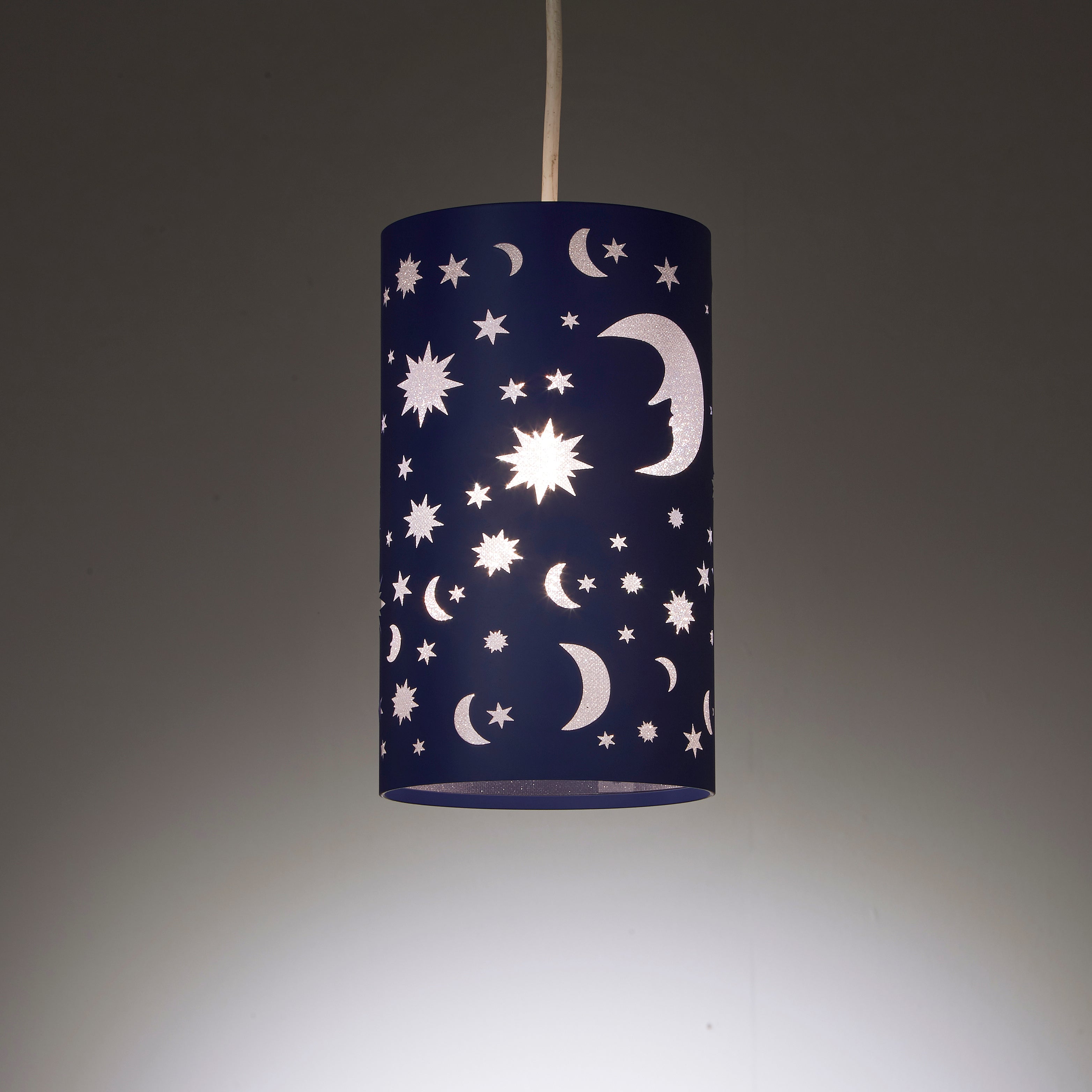 Moonlight Kids Navy Light Shade with Moon and Stars Cut Outs