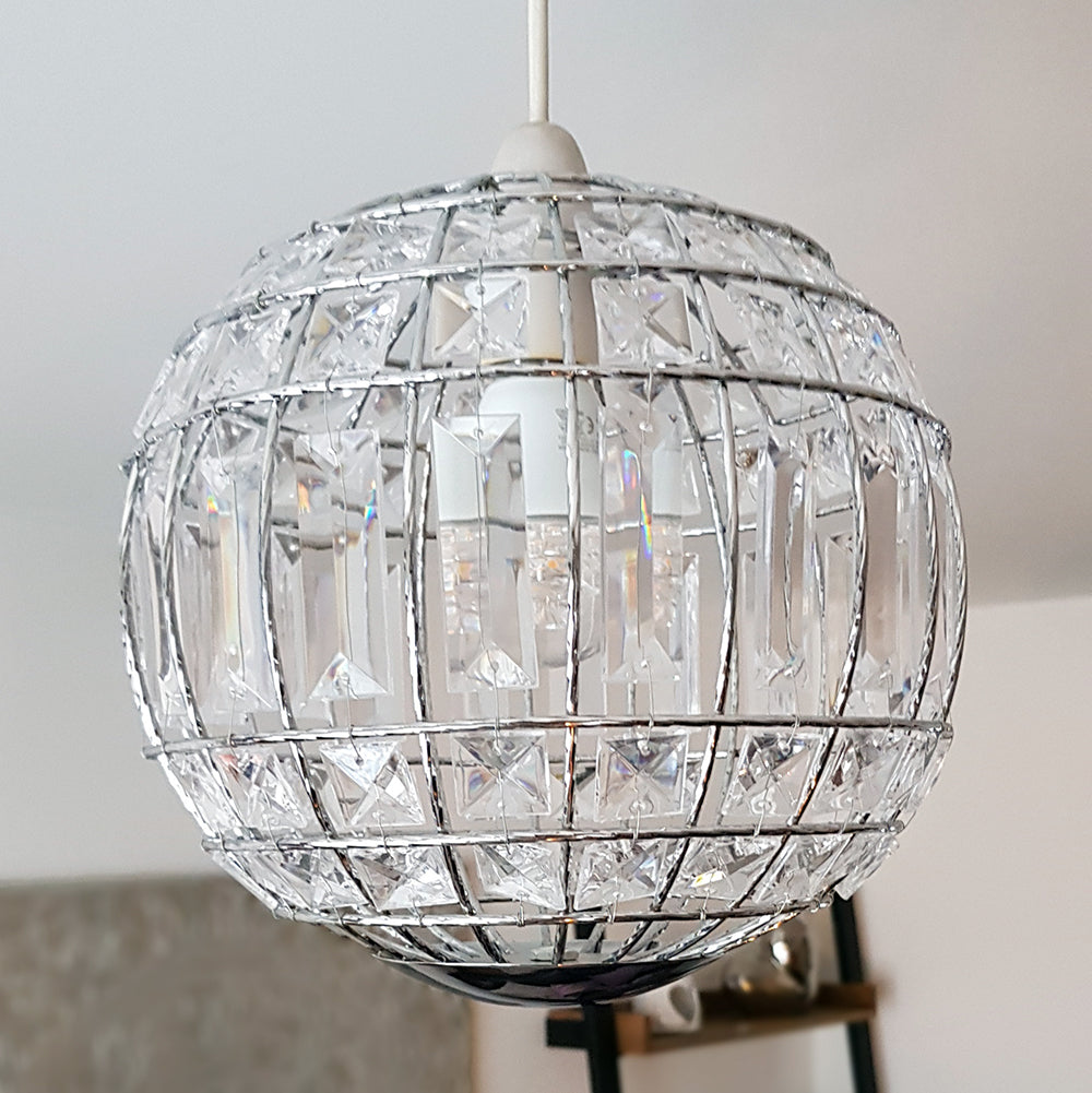 Hollie Chrome and Beaded Easy Fit Pendant Light Shade