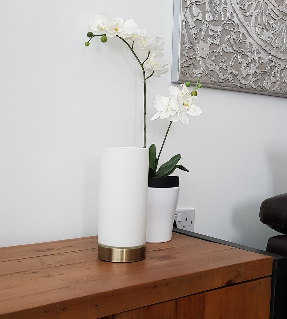 KLiving Lonsdale Small Frosted Glass Cylinder Table Lamp