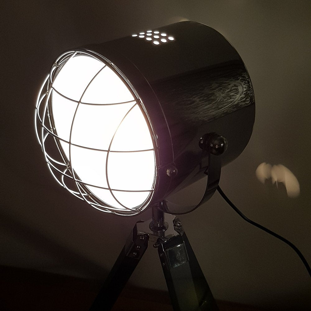 Hector Black and Chrome Tripod Spotlight Table Lamp