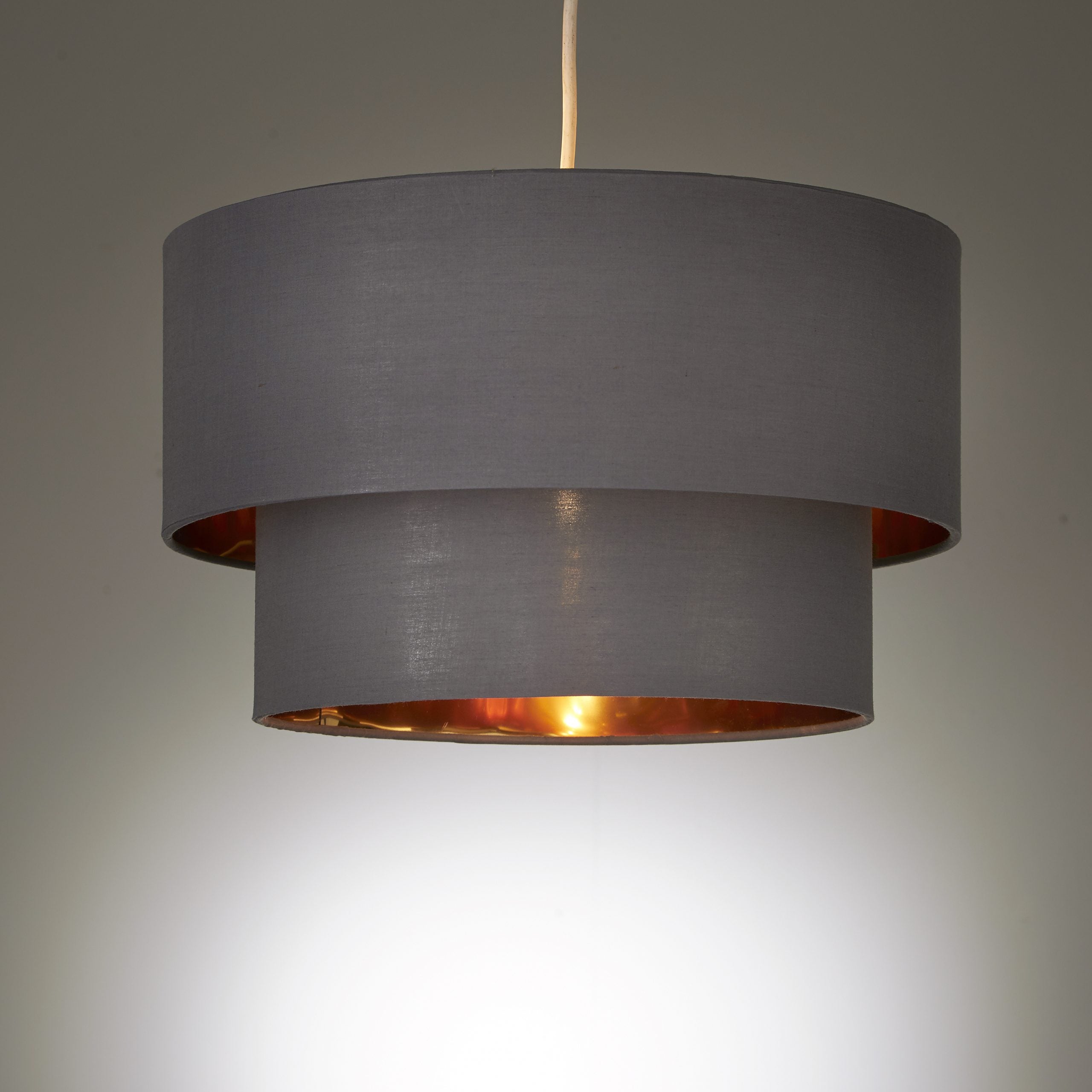 Rona 2 Tier Pendant Shade with Inner Gold Lining, Grey