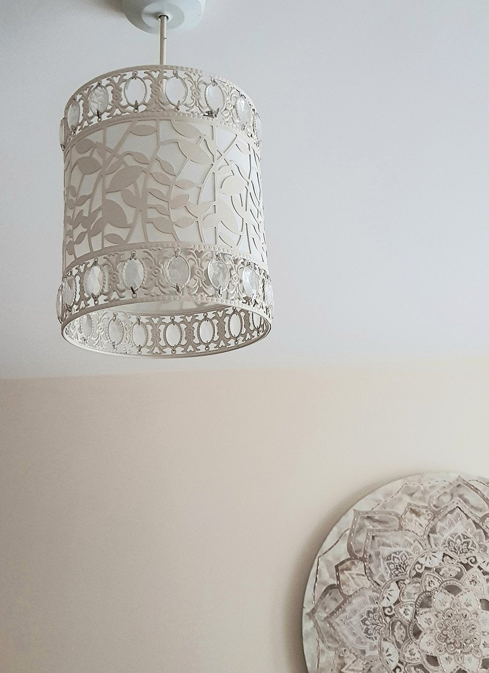 Kliving Roxanne Cream Metal Cut Out Drum Light Shade