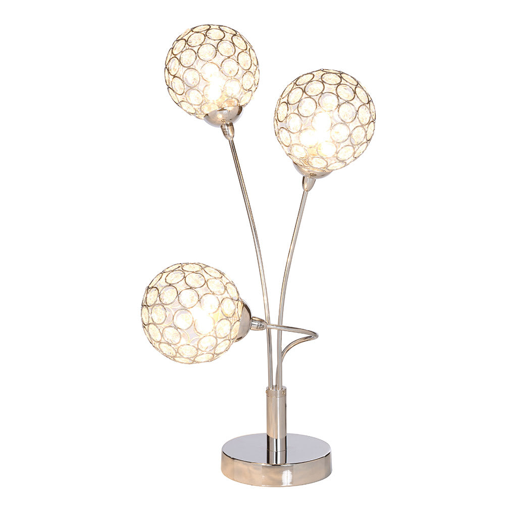 KLiving Perivale 3 Light Crystal Ball Table Lamp, Chrome