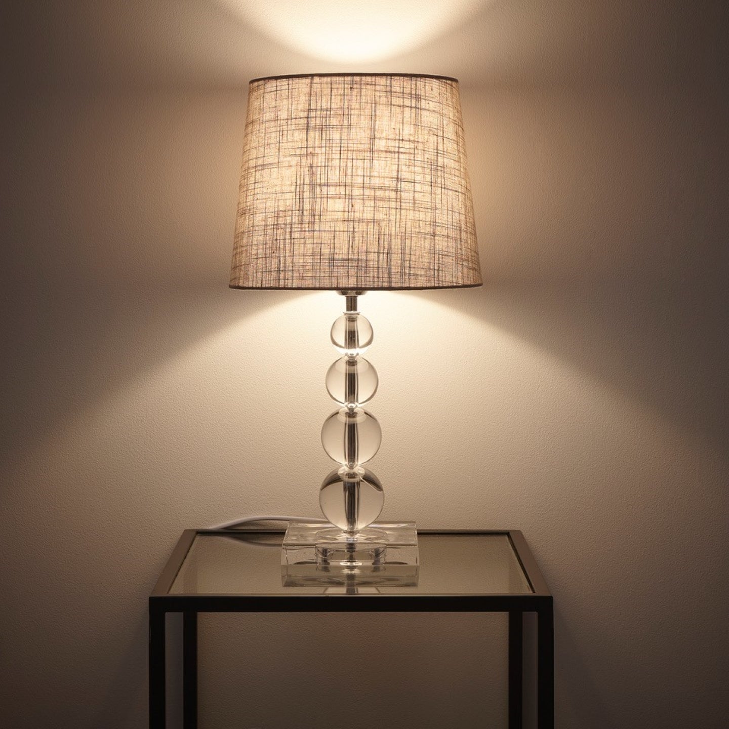 Transparent Acrylic Baubles Table Lamp with Linen Shade