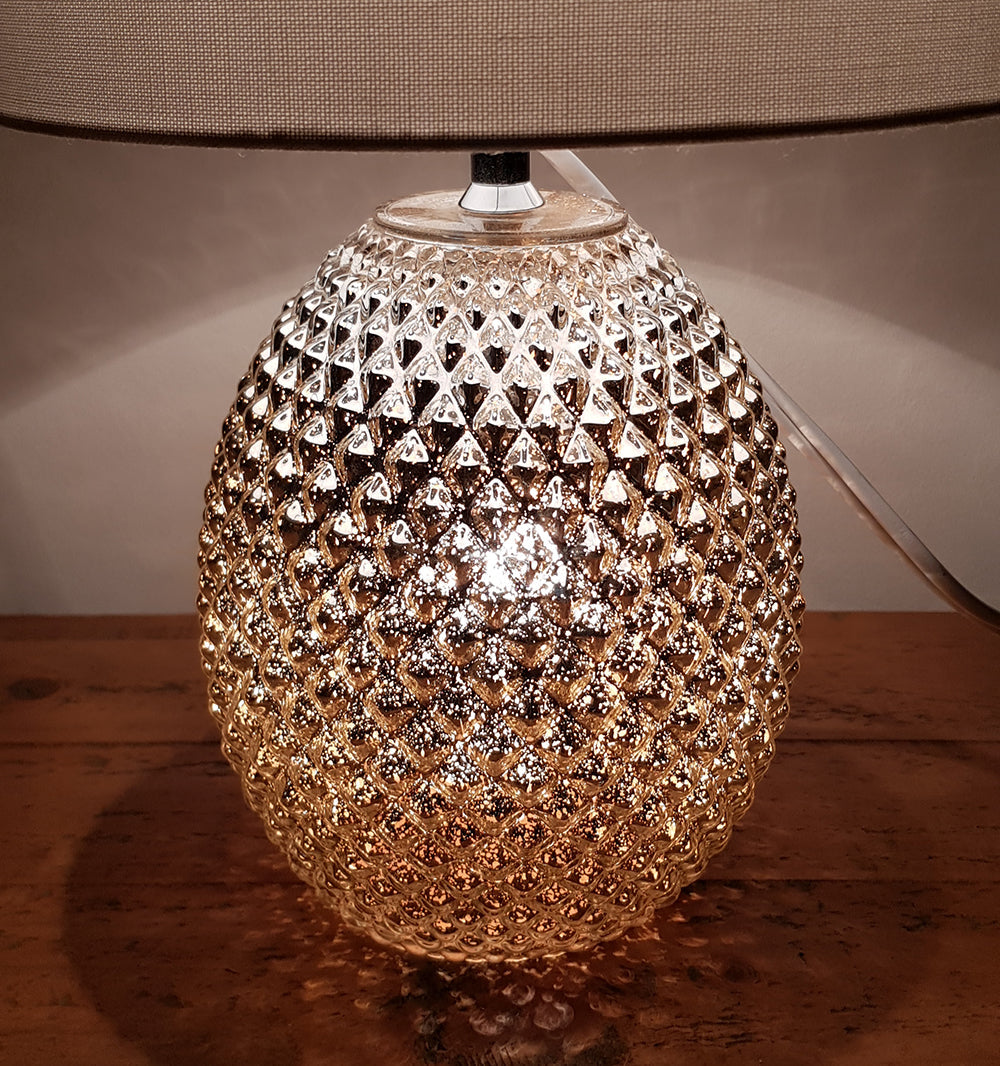 Chantelle Diamond Cut Glass Table Lamp, Silver Finish