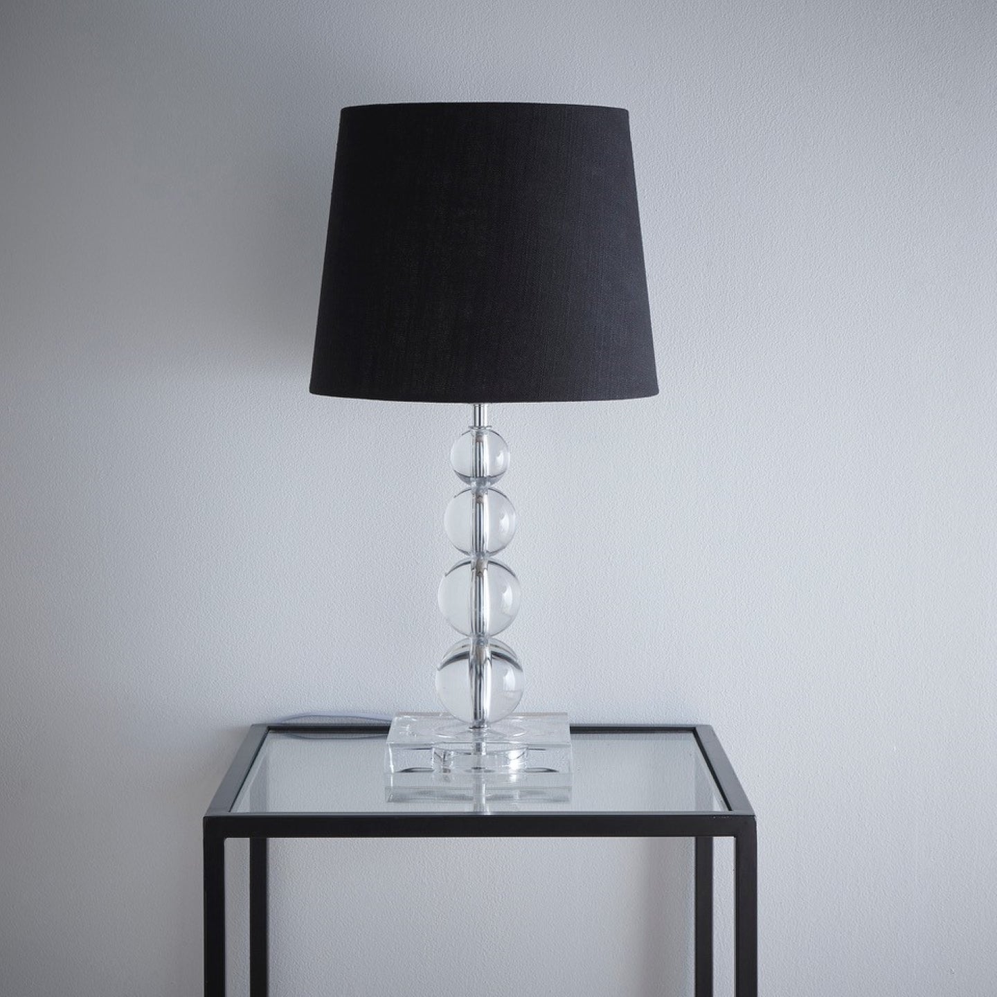 Transparent Acrylic Baubles Table Lamp with Linen Shade