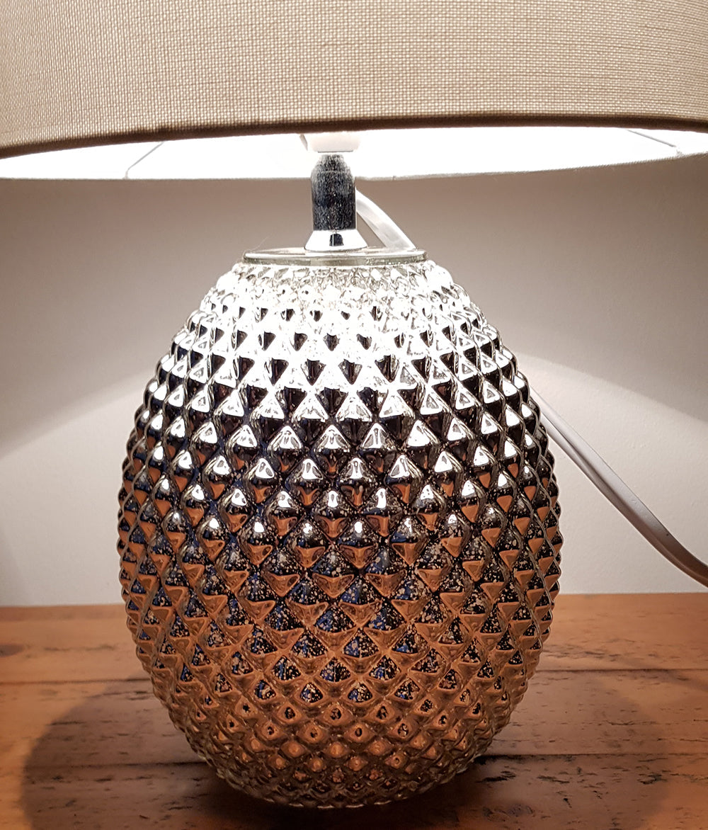 Chantelle Diamond Cut Glass Table Lamp, Silver Finish