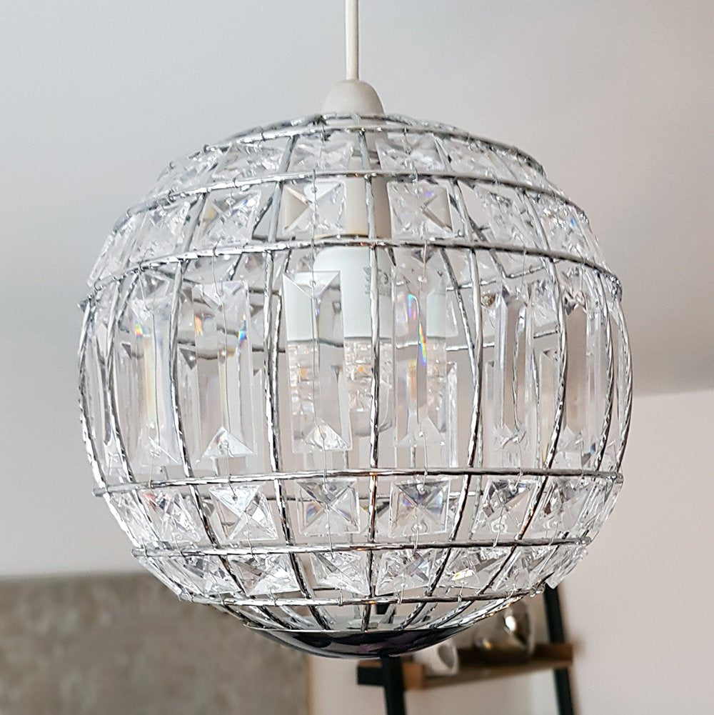 Hollie Chrome and Beaded Easy Fit Pendant Light Shade