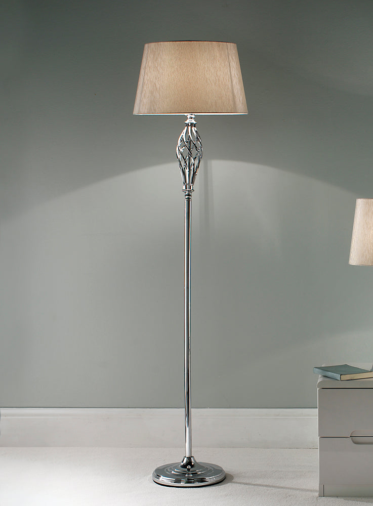 Compton Elegant Chrome Floor Lamp with Ivory Lamp Shade