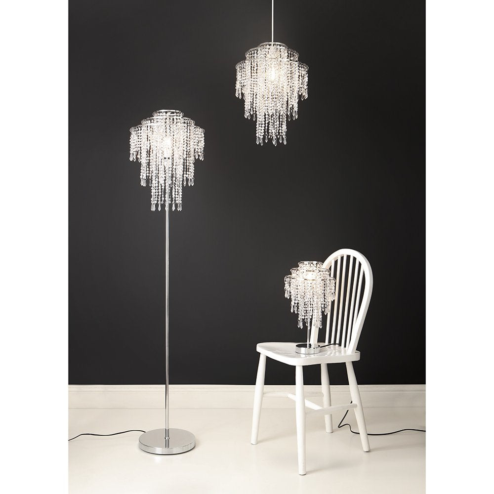 Chrome Beaded Chandelier Table Lamp