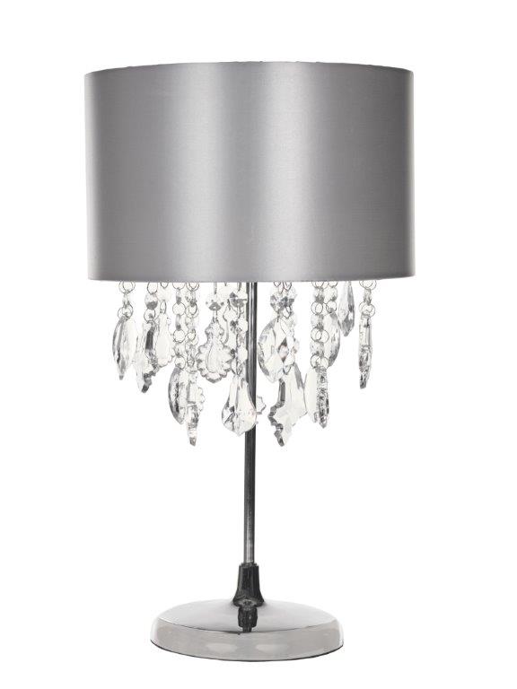 Sheldon Silver Table Lamp with Beaded Droplet Lamp Shade