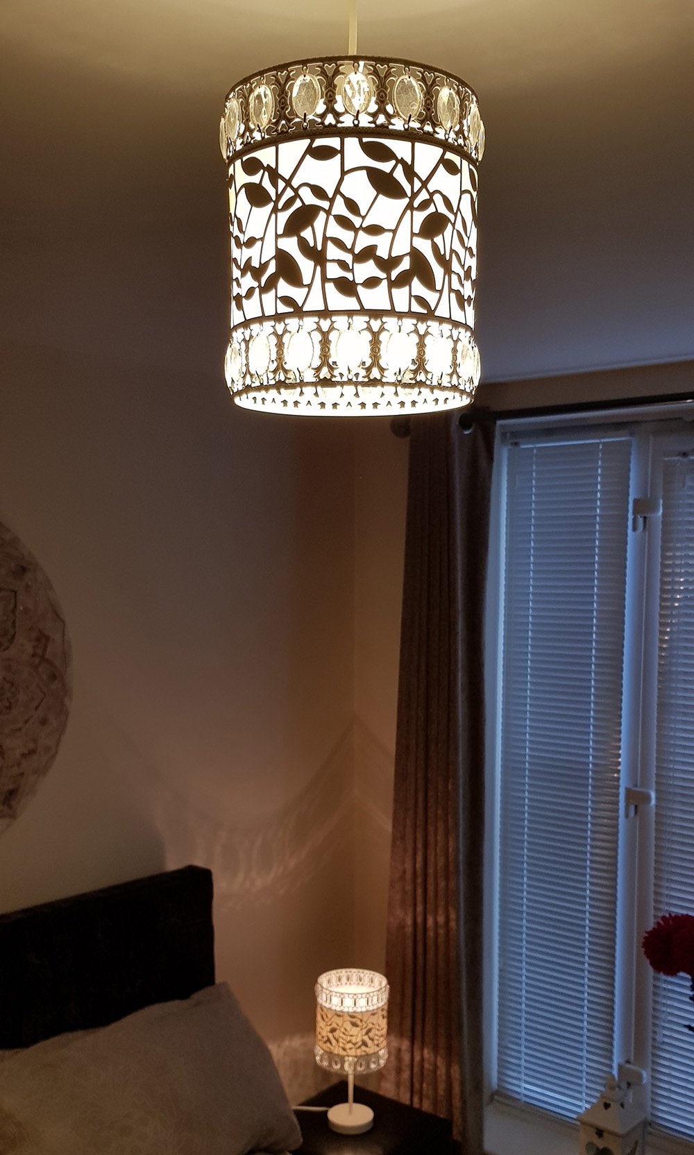 Kliving Roxanne Cream Metal Cut Out Drum Light Shade