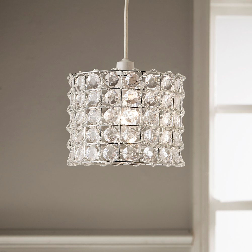 Small Non Electrical Pendant Light Shade with Clear Acrylic Beads