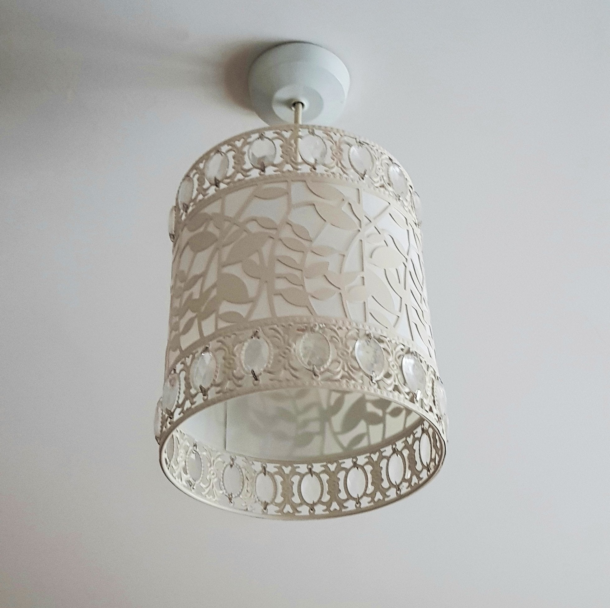 Kliving Roxanne Cream Metal Cut Out Drum Light Shade