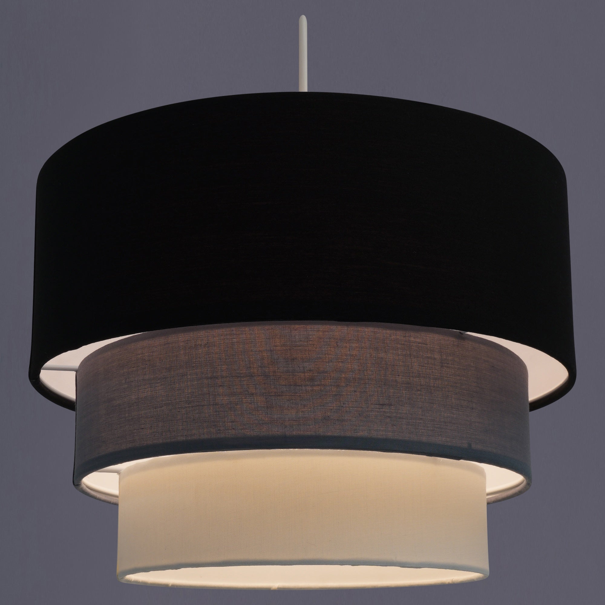 Kinsale Tiered Multi-Colour Drum Ceiling Light Shade, Black/Grey/White