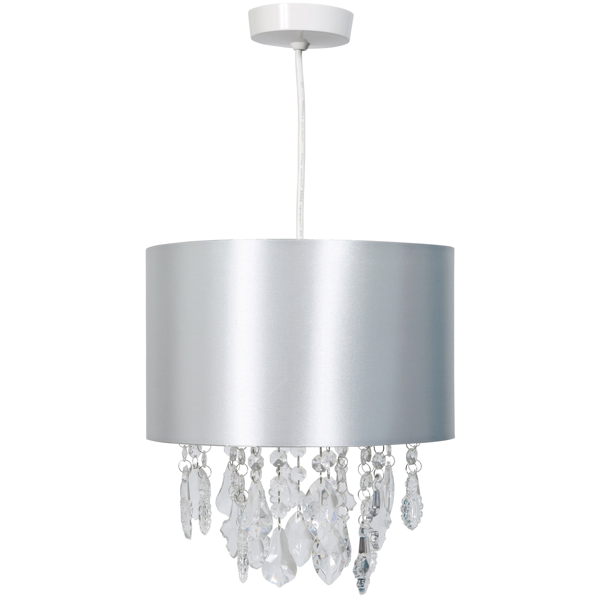 Sheldon Silver Ceiling Drum Shade with Crystal Droplets