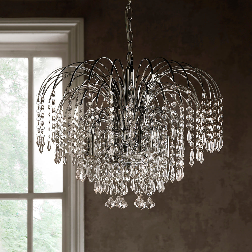 Sorrento 4 Light Chrome Clear Ceiling Light Chandelie Pendant Fitting 20