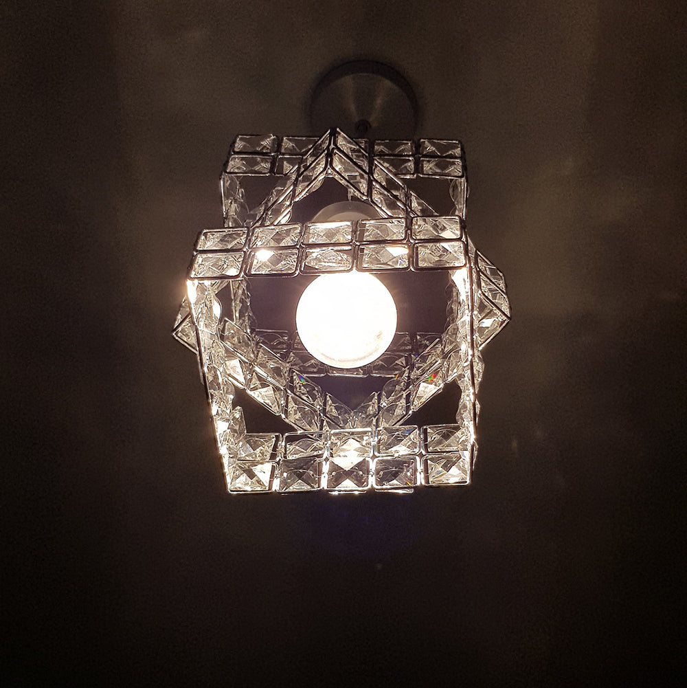 Rubiks Cube Effect Sparkly Beaded Ceiling Pendant Light, Chrome