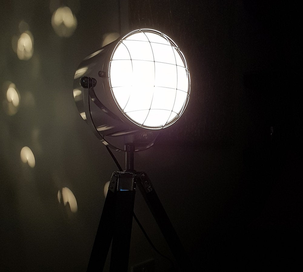 Hector Black and Chrome Tripod Spotlight Table Lamp
