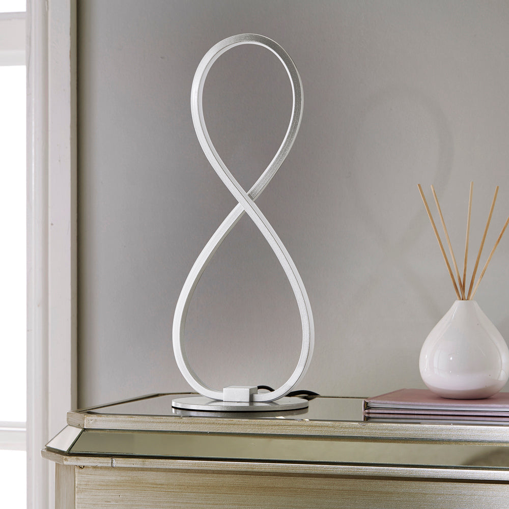 Contemporary Chrome LED Strip Infinite Table Tamp