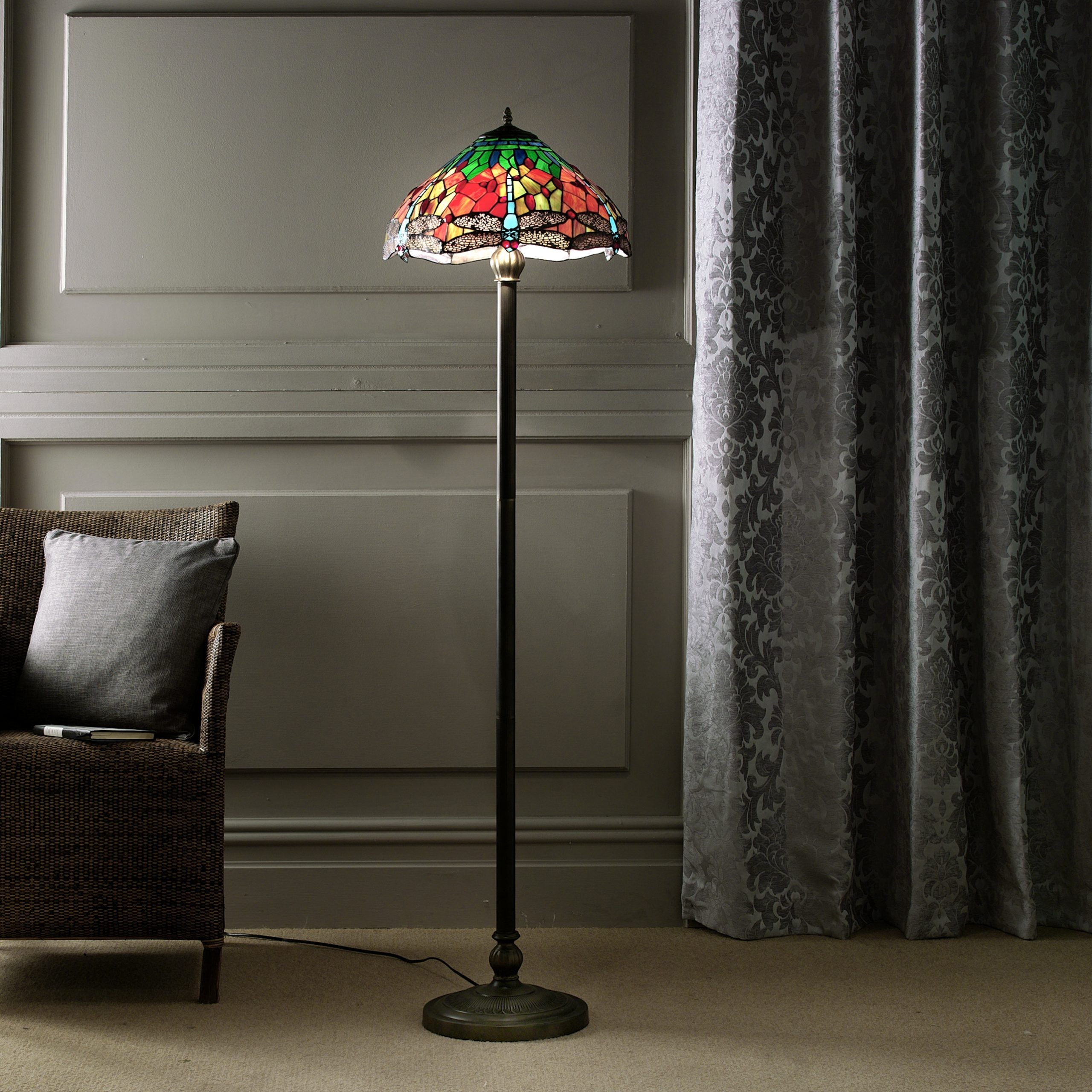 Mitcham Tiffany Style Floor Lamp with Stained Glass Shade