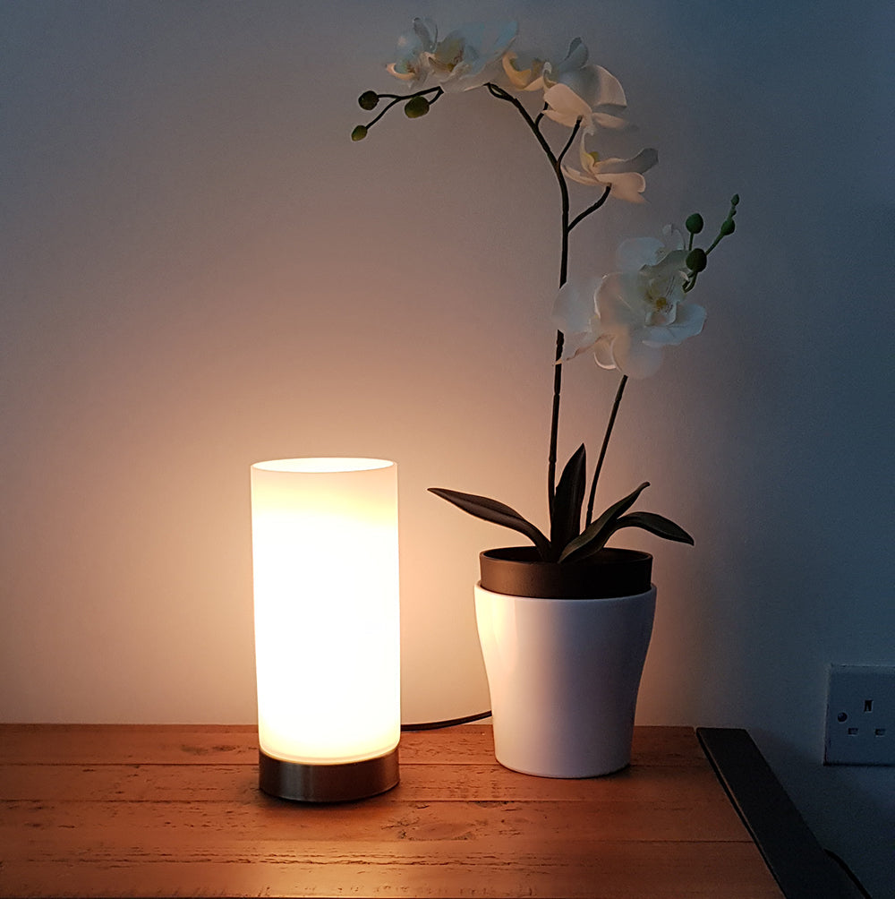 KLiving Lonsdale Small Frosted Glass Cylinder Table Lamp