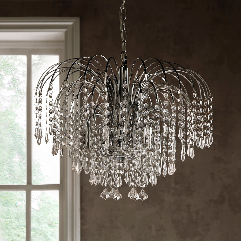 Sorrento 4 Light Chrome Clear Ceiling Light Chandelie Pendant Fitting 20