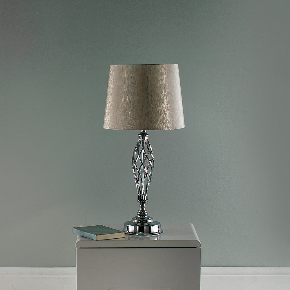 Compton Elegant Chrome Floor Lamp with Ivory Lamp Shade