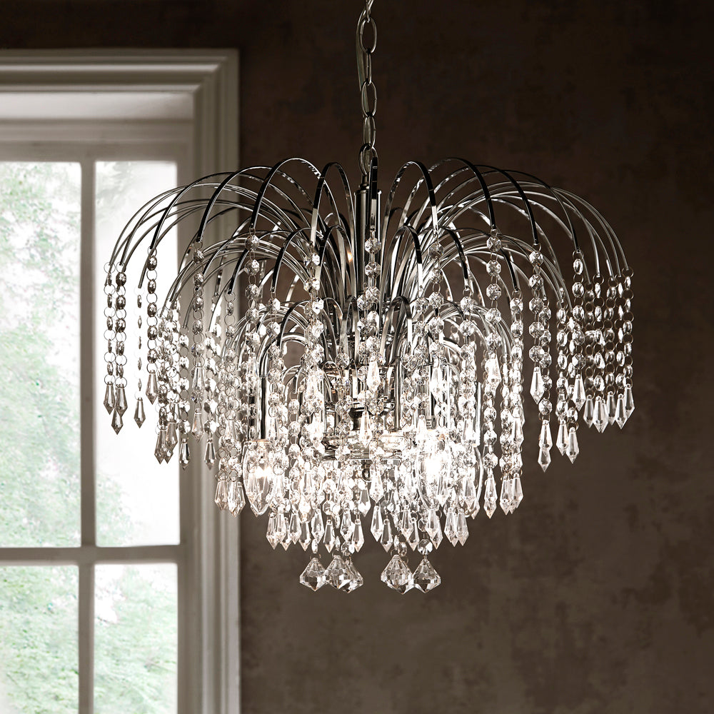 Sorrento 4 Light Chrome Clear Ceiling Light Chandelie Pendant Fitting 20