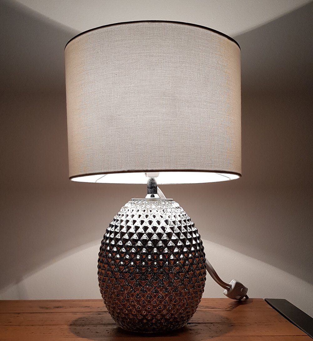 Chantelle Diamond Cut Glass Table Lamp, Silver Finish