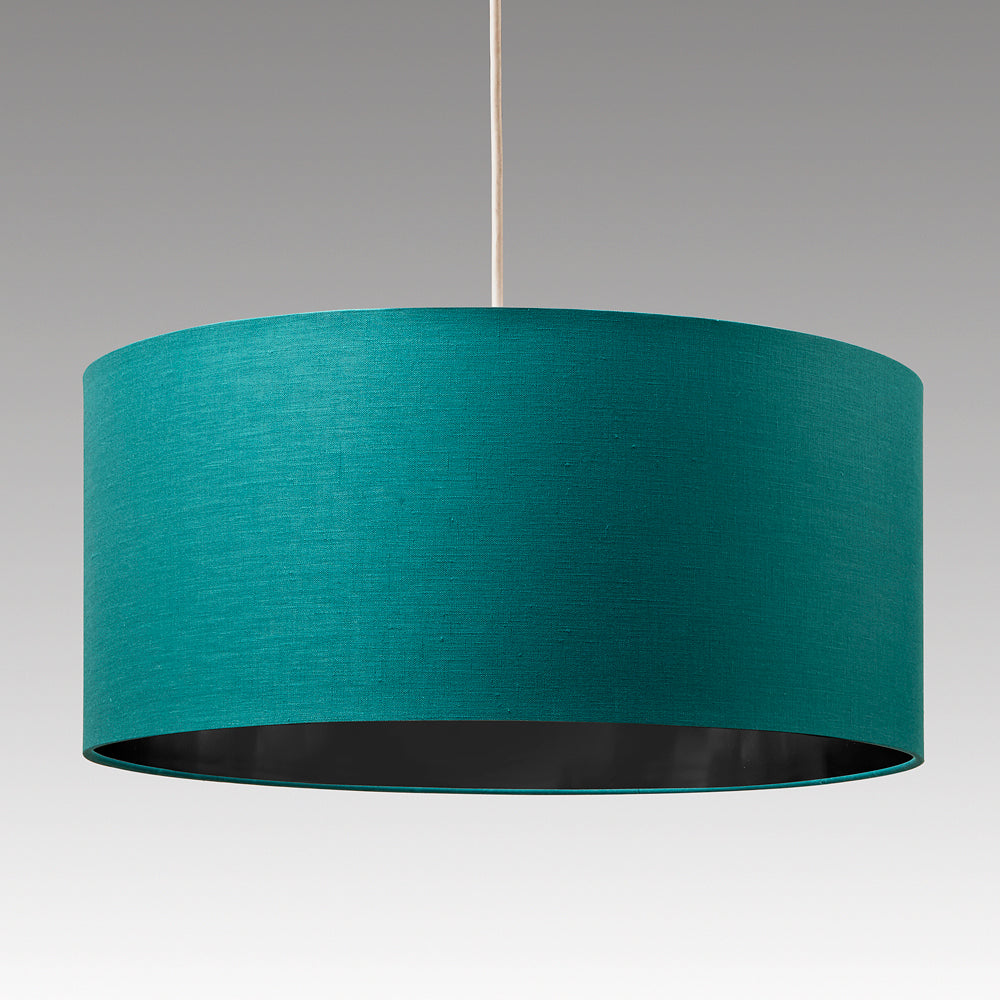 Large Ceiling Drum shades in Black, Grey, Navy or Teal with inner Metallic Linings to Match