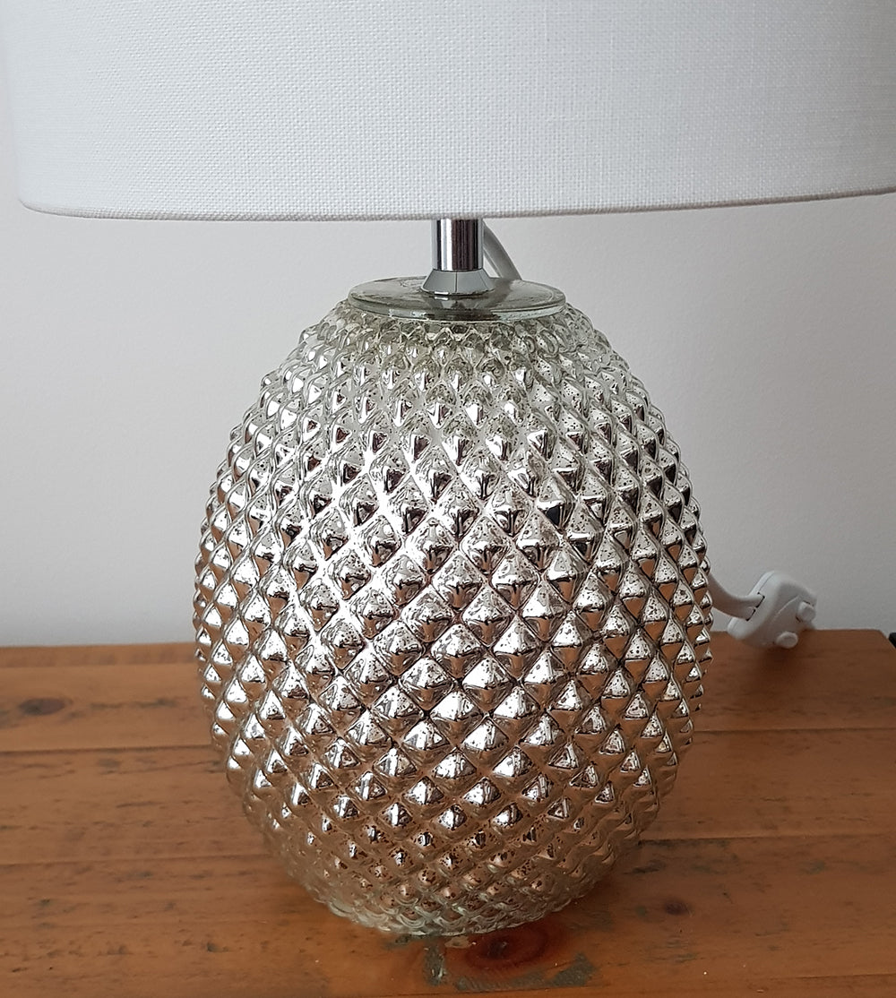 Chantelle Diamond Cut Glass Table Lamp, Silver Finish