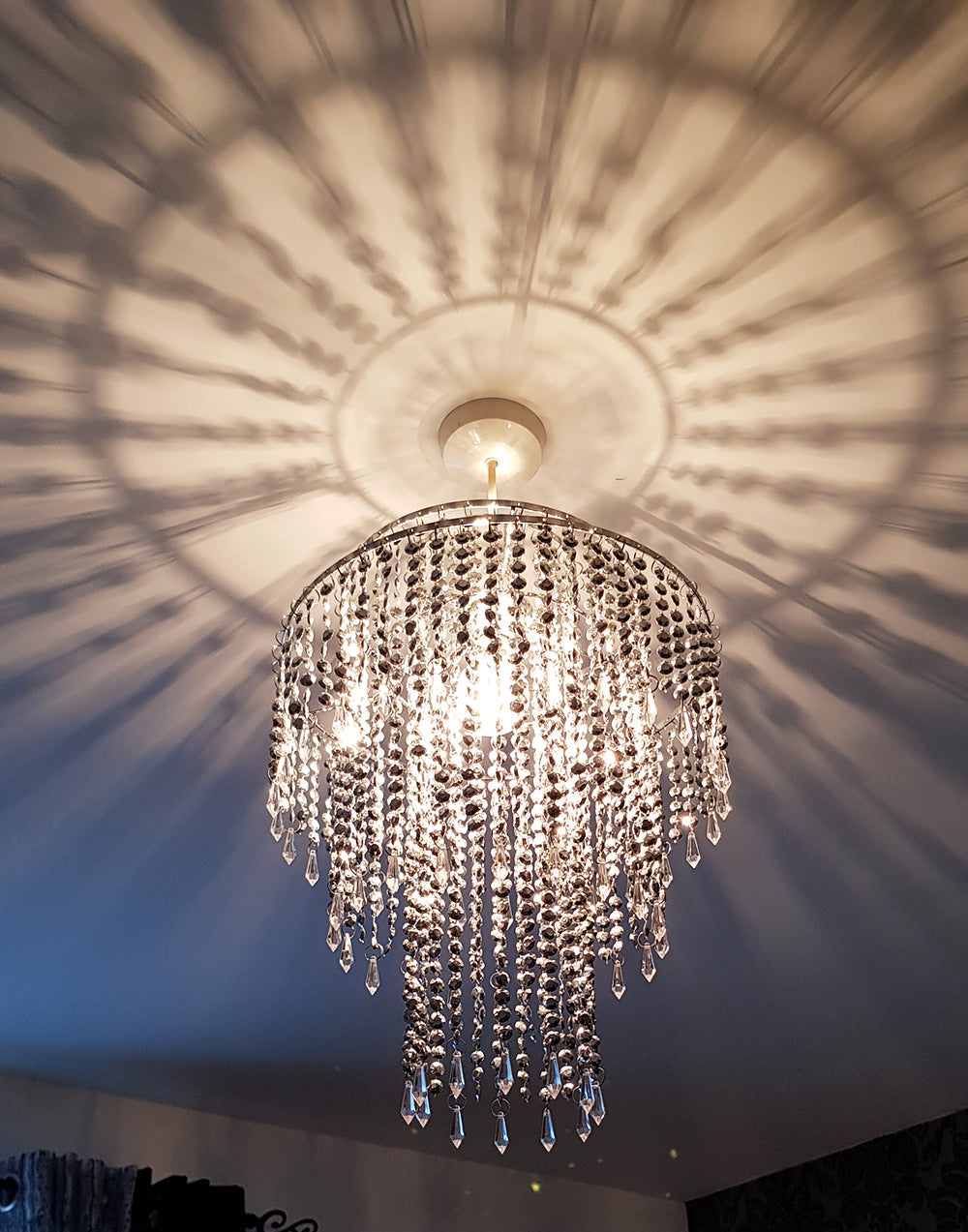 Glamour Crystal Beads Non Electrical Tiered Chandelier with Easy Fit