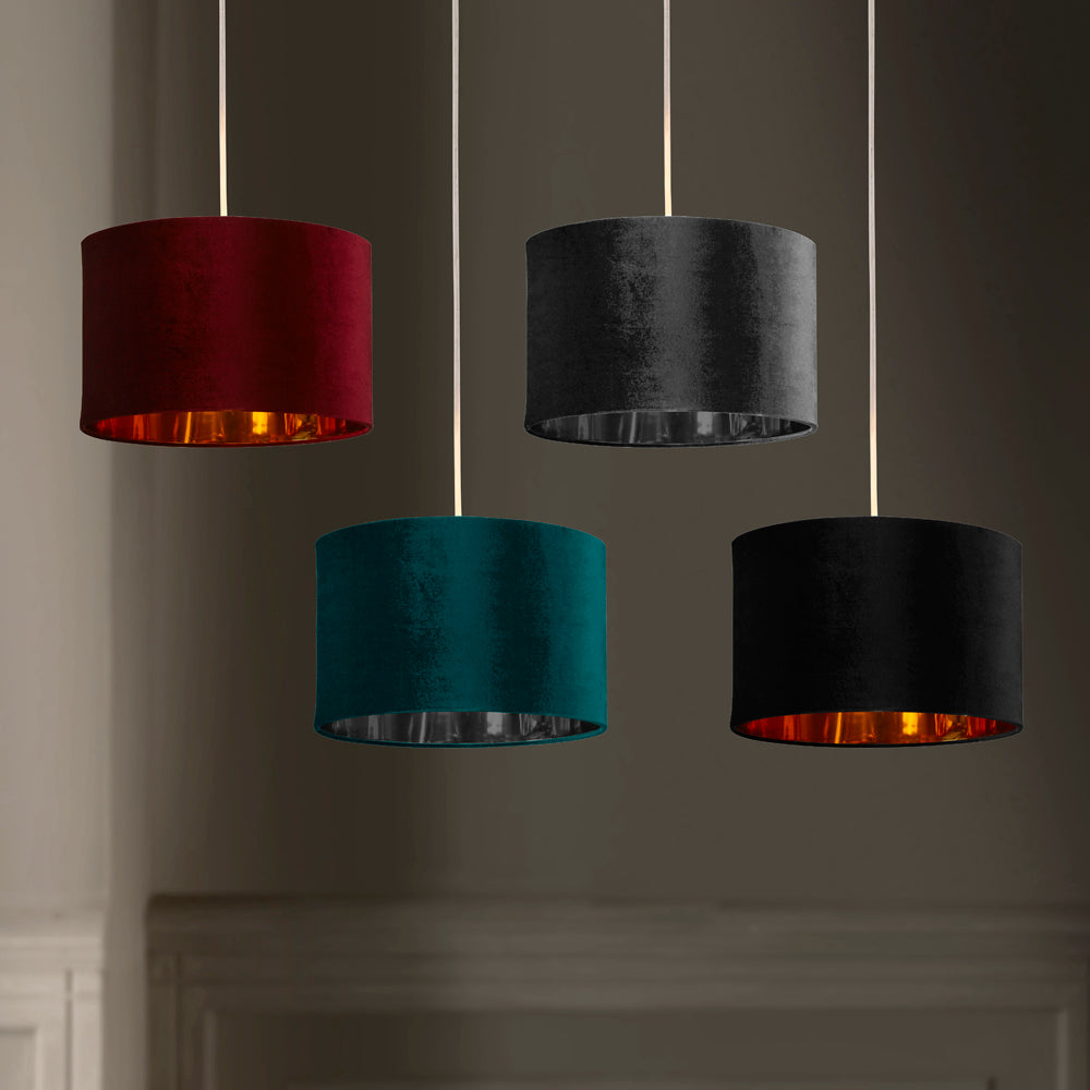 Deco Velvet & Metallic Finish Drum Light Shade