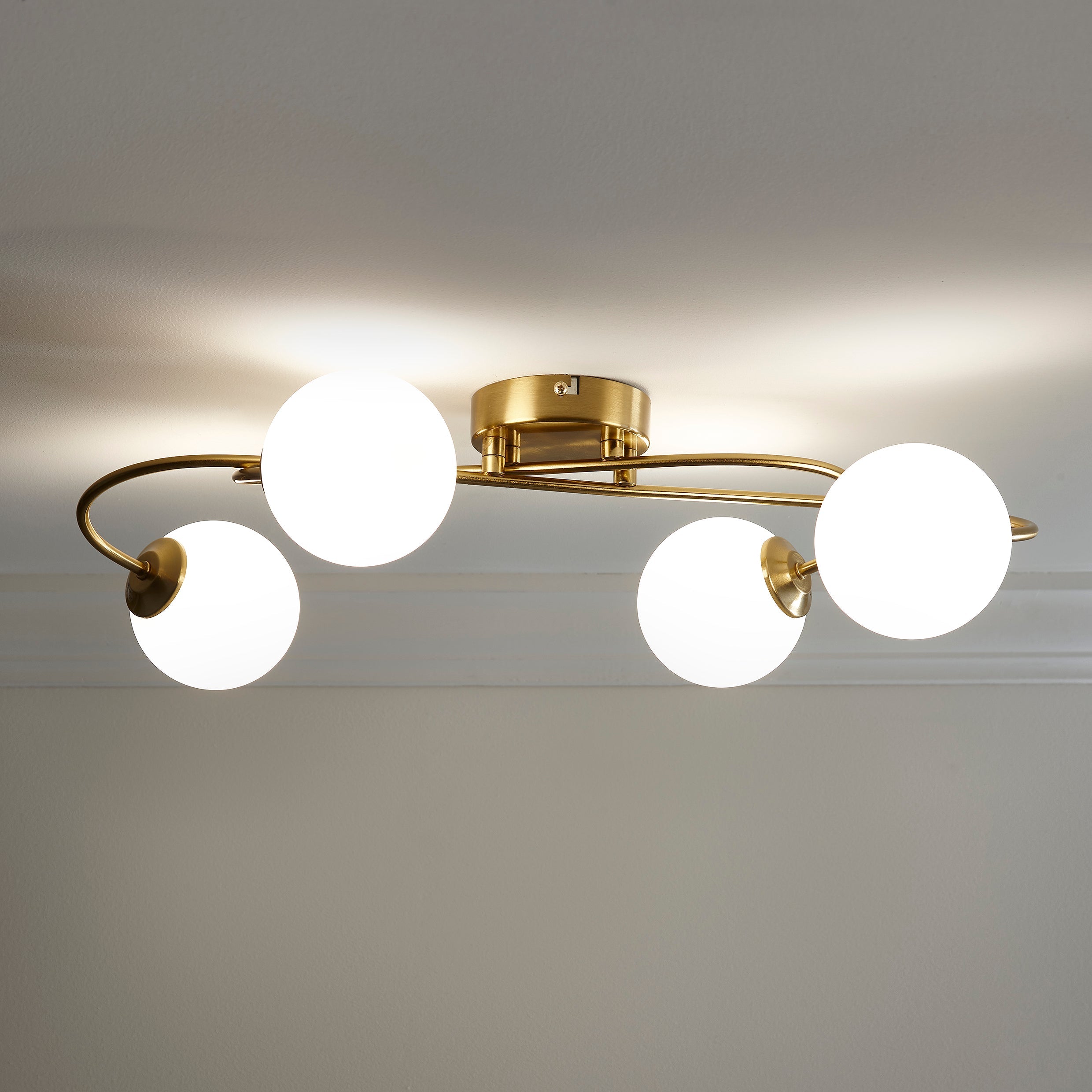 Mabel Satin Brass Globes Light
