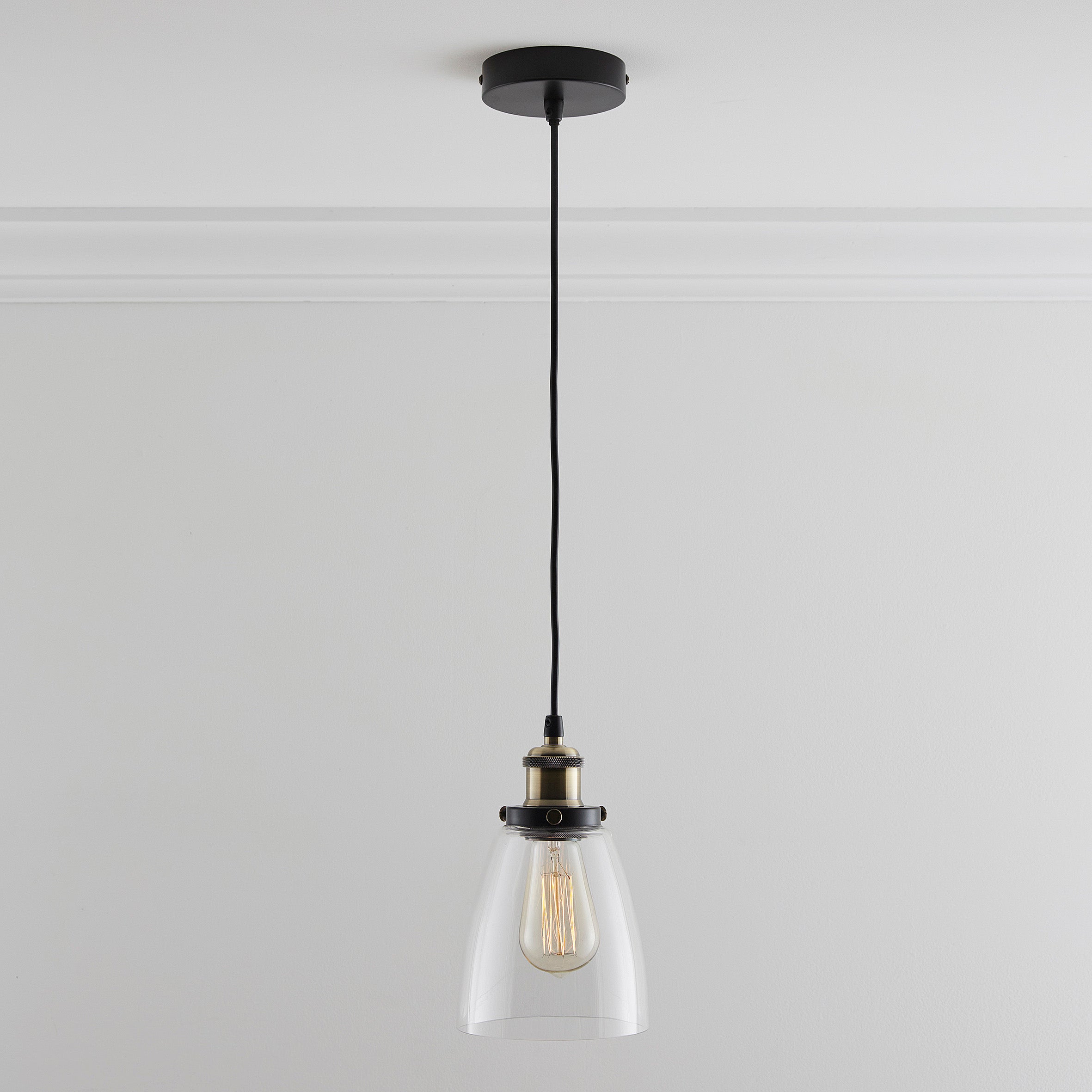Industrial Single Light Filament Bulb Glass Ceiling Pendant