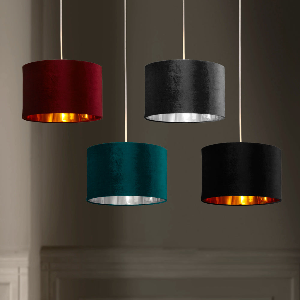 Deco Velvet & Metallic Finish Drum Light Shade