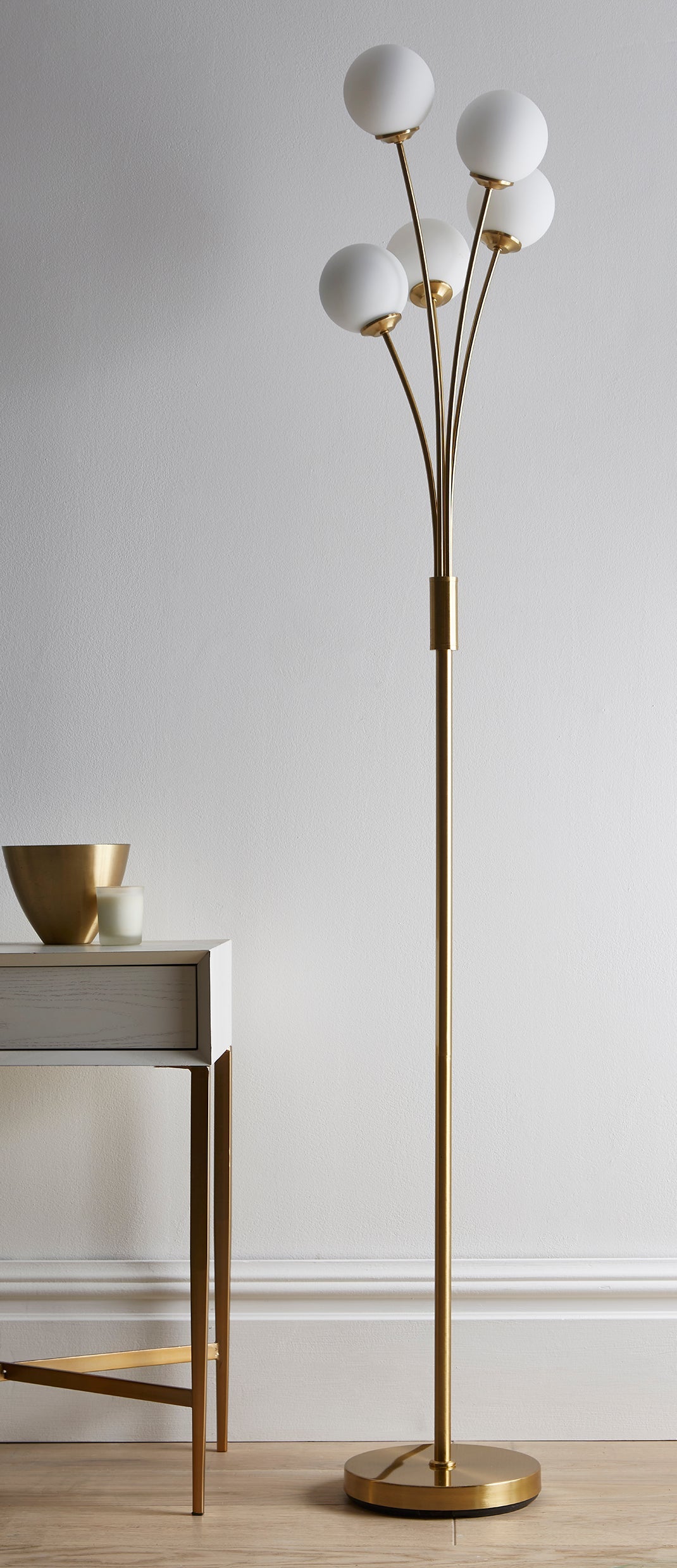Mabel Satin Brass Globes Light